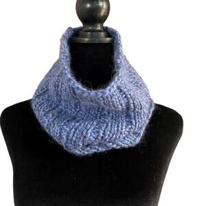 Crochet Unisex Neck Warmer Infinity Cowl Neck Scarf Blue 10"X10"